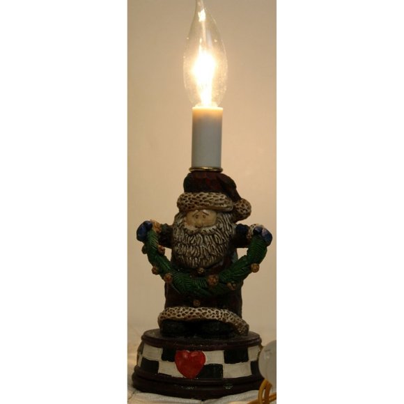 Faux Carved Wood Christmas Santa Table Accent Lamp Holiday Decor Night Light - Picture 9 of 9